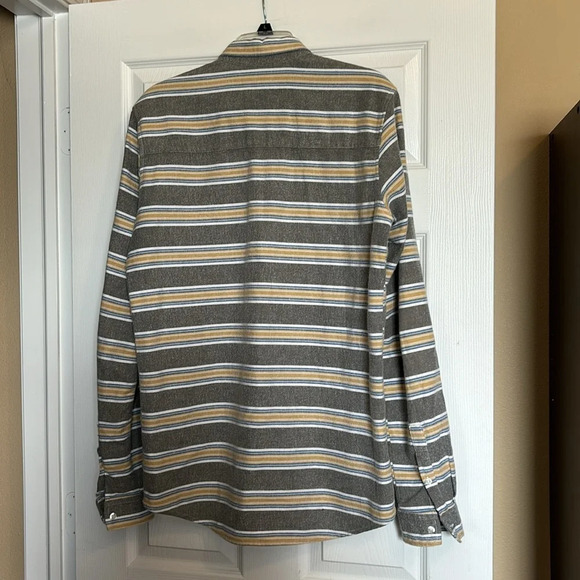 Oh Dawn Copenhagen men’s gray striped button down flannel shirt size large - Picture 7 of 10